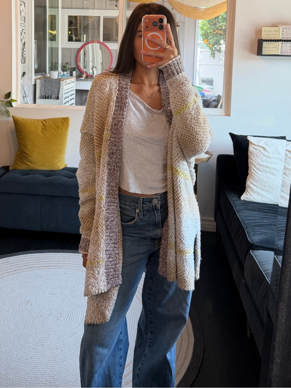 Free People Cozy Open-Front Bouclé Cardigan Sweater (S)